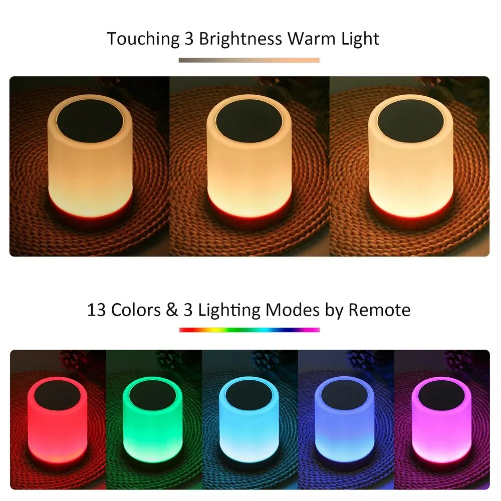 Touch Bedside Light, Bedroom Night Light, Dimmable Desk Light, Remote Control 13 Color Changing Light, Timed Shutdown, USB Charg - Image 2