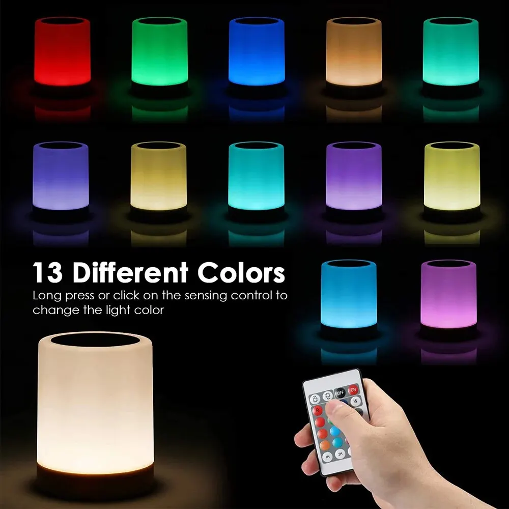 Touch Bedside Light, Bedroom Night Light, Dimmable Desk Light, Remote Control 13 Color Changing Light, Timed Shutdown, USB Charg - Image 3