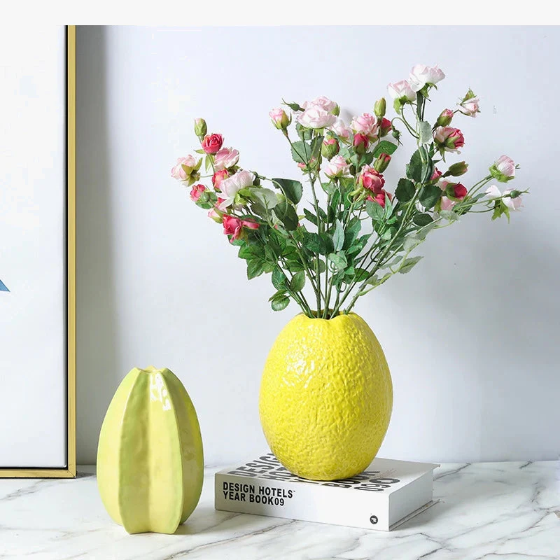 vase à fruits en céramique pour décoration avec fleurs sèches