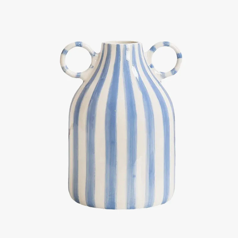 vase céramique rayé visage souriant ambiance mignonne décoratif - Image 5