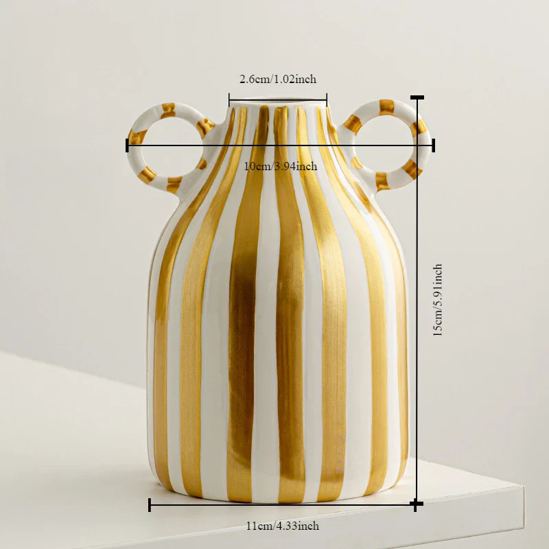 vase céramique rayé visage souriant ambiance mignonne décoratif - Image 7