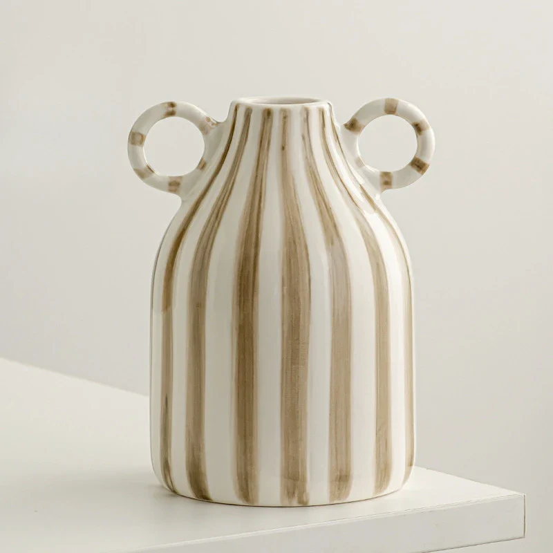 vase céramique rayé visage souriant ambiance mignonne décoratif - Image 8