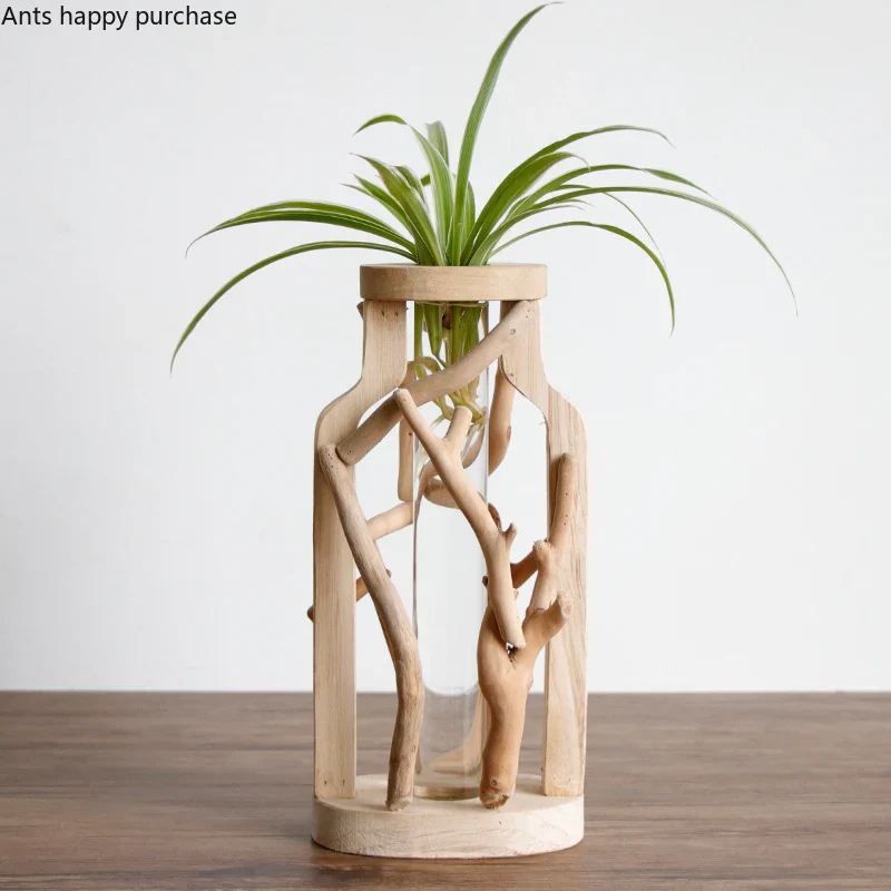 vase en bois massif fait main pour fleurs et décoration créative - Image 4