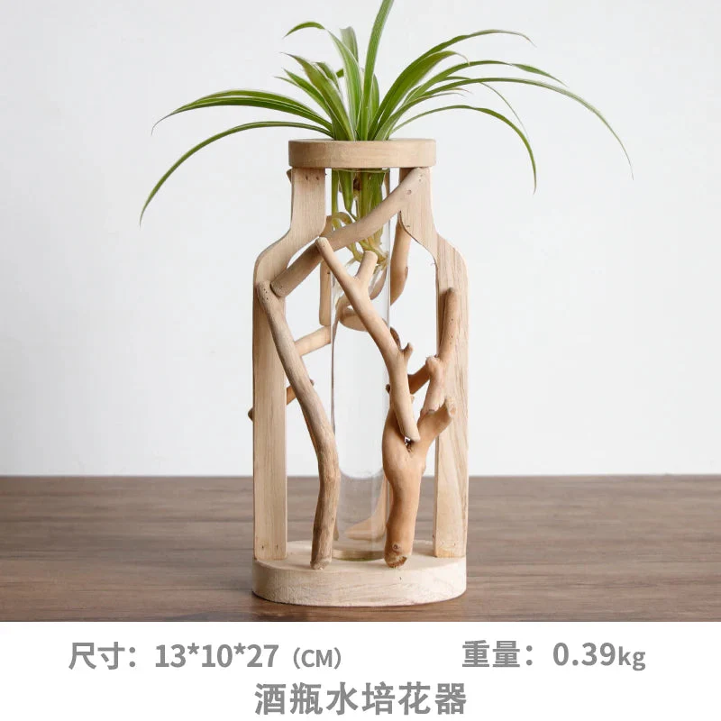 vase en bois massif fait main pour fleurs et décoration créative - Image 8