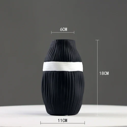 vase en céramique à rayures pour fleurs séchées décoratif - Image 11