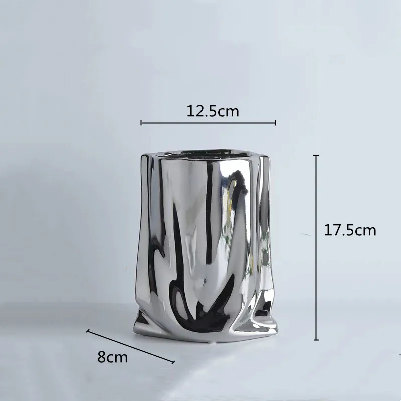 vase en céramique avec volants argentés pour fleurs décoratives - Image 11