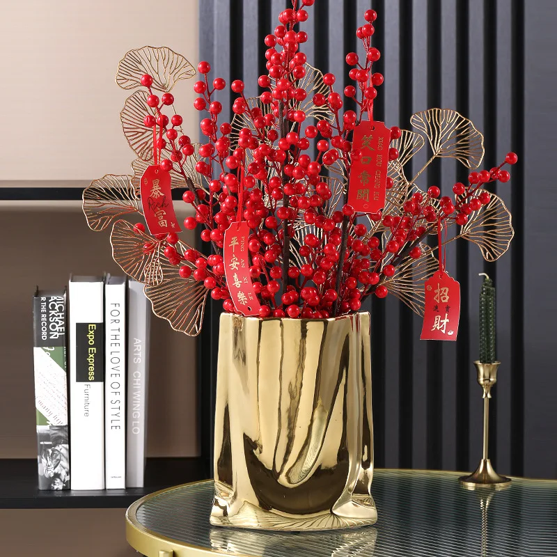 vase en céramique avec volants argentés pour fleurs décoratives - Image 5