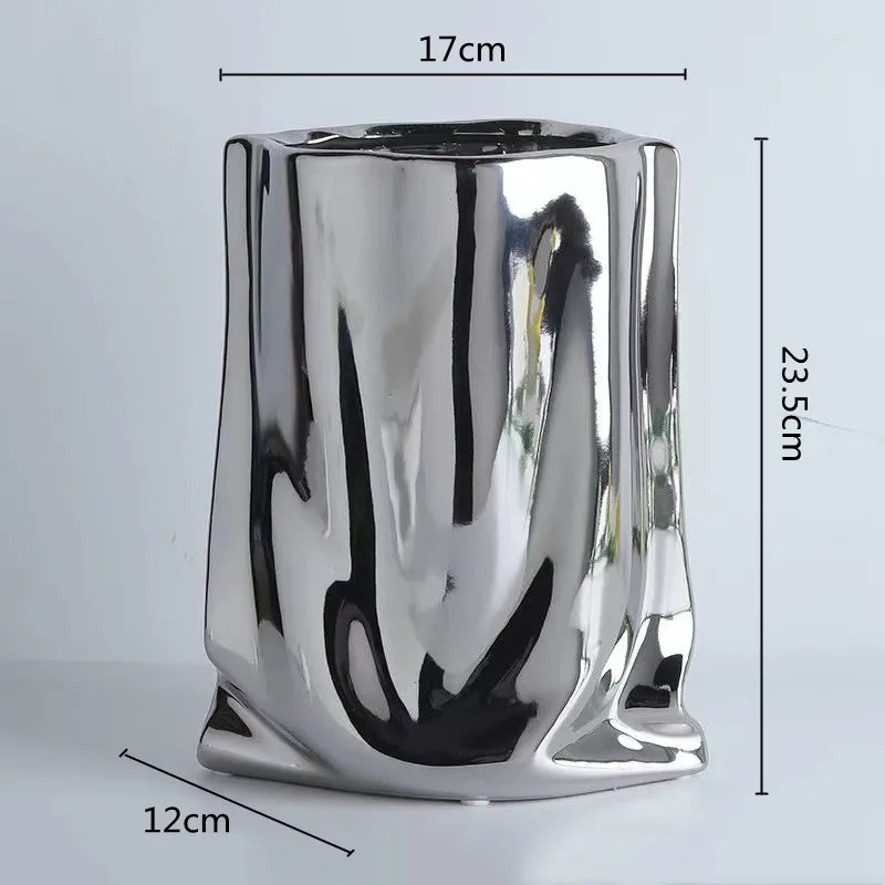 vase en céramique avec volants argentés pour fleurs décoratives - Image 7