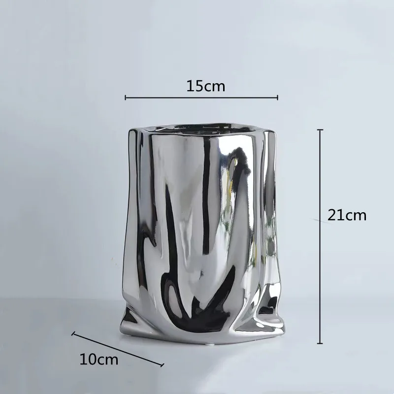 vase en céramique avec volants argentés pour fleurs décoratives - Image 9