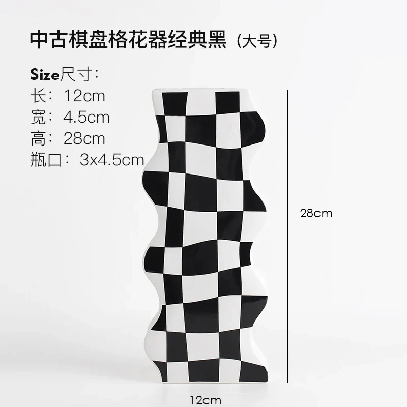 vase en céramique damier pour fleurs séchées décoration élégante - Image 8