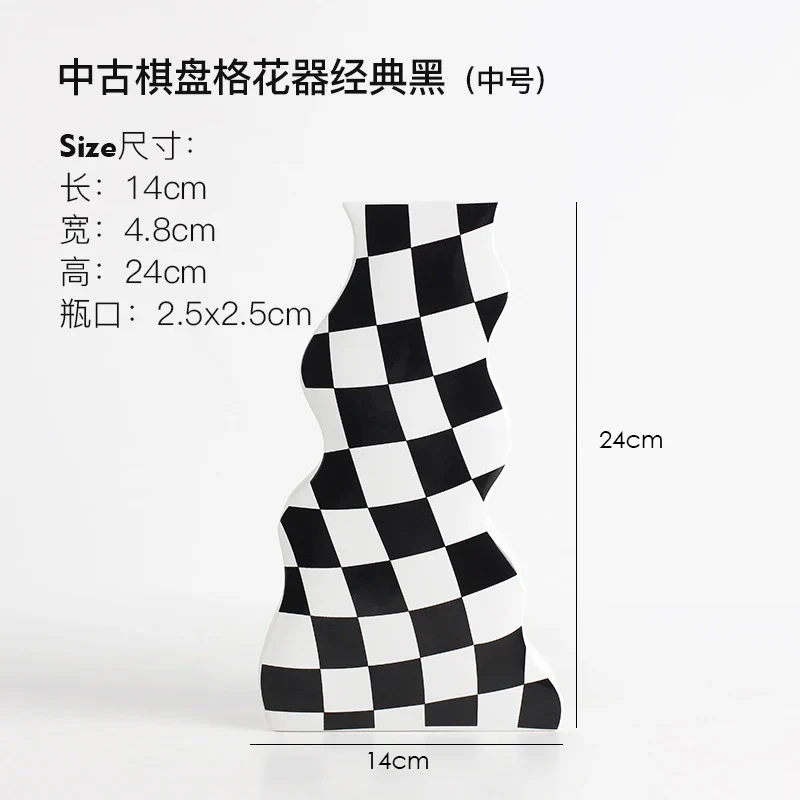 vase en céramique damier pour fleurs séchées décoration élégante - Image 9