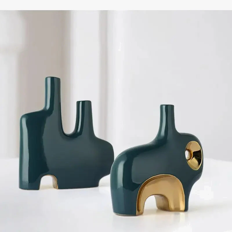 vase en céramique doré fait main pour décoration moderne - Image 3