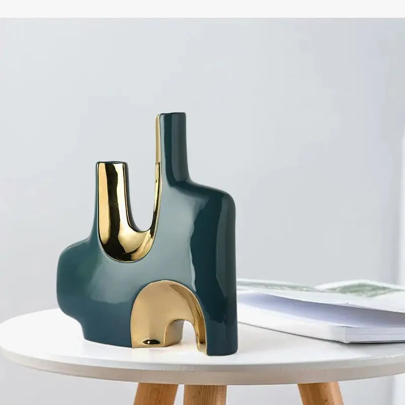 vase en céramique doré fait main pour décoration moderne - Image 4