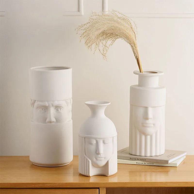 vase en cĂ©ramique grecque tĂȘte humaine pour dĂ©coration intĂ©rieure