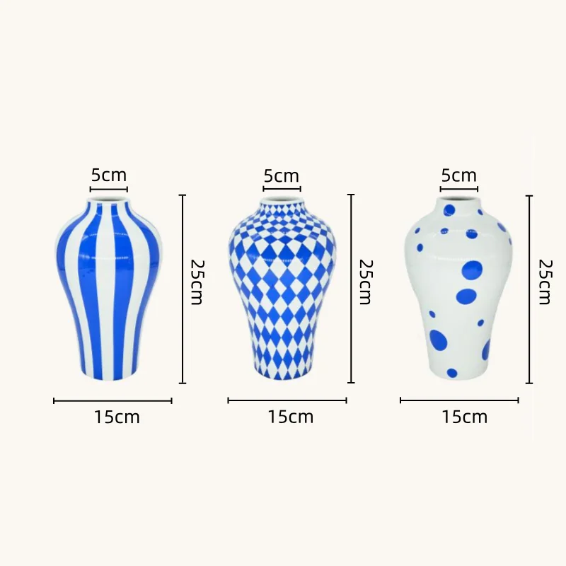 vase en céramique motif géométrique pour décoration florale artisanale - Image 5