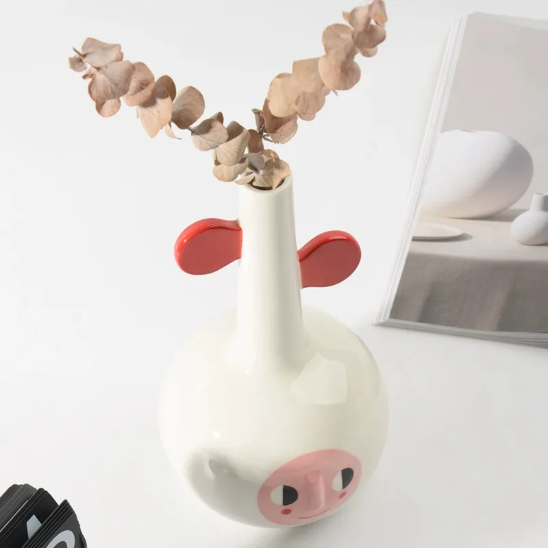 vase en céramique nordique design pour fleurs séchées décoration intérieure - Image 2