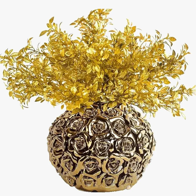 vase en céramique or relief pour roses et décoration moderne - Image 6