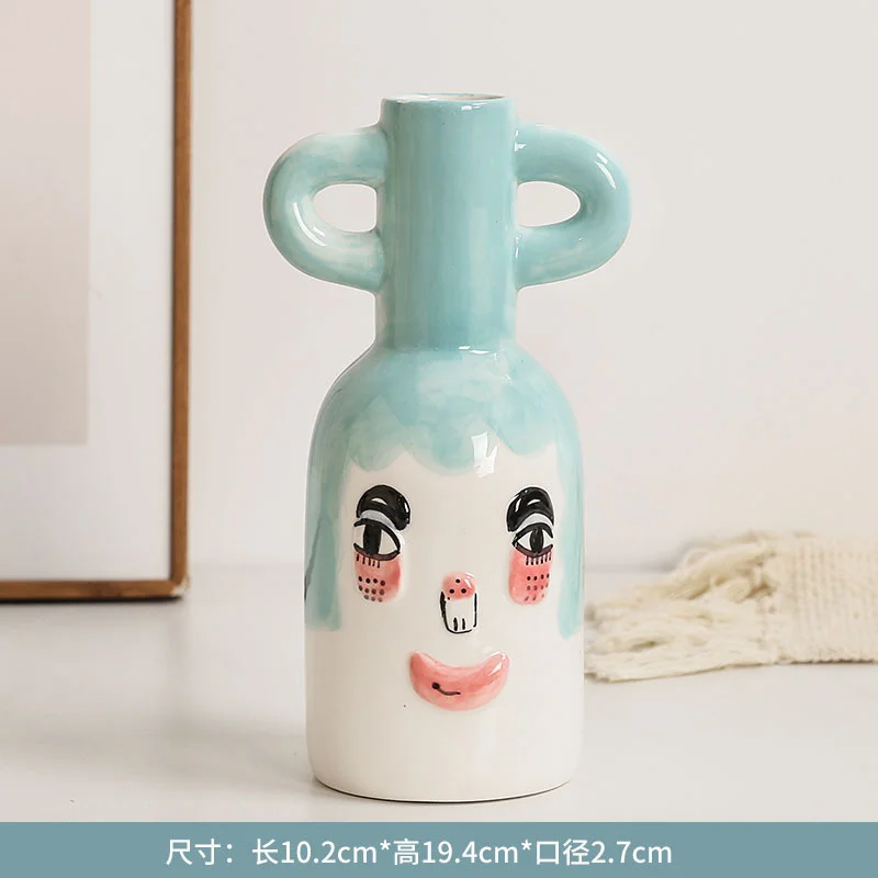 vase en céramique peint à la main avec oreilles décoratif amusant - Image 9
