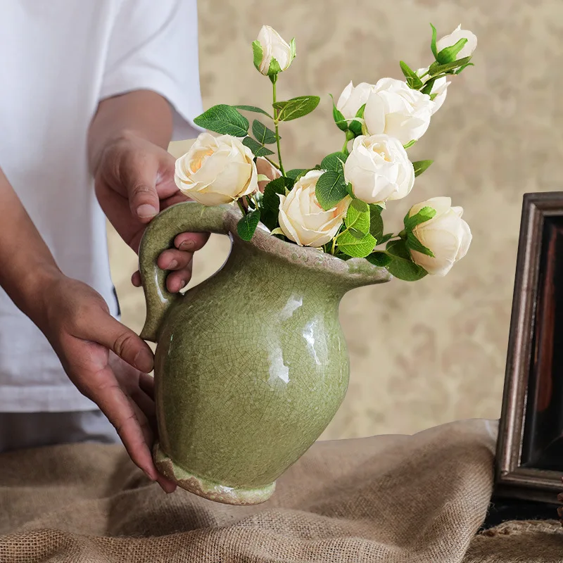 vase en céramique rétro style campagnard américain pour fleurs hydroponiques - Image 3
