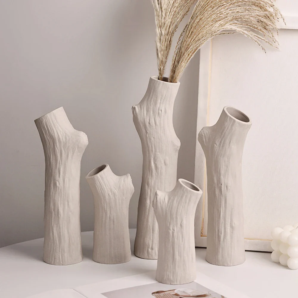 vase en forme de tronc d'arbre en céramique décorative pour fleurs - Image 2