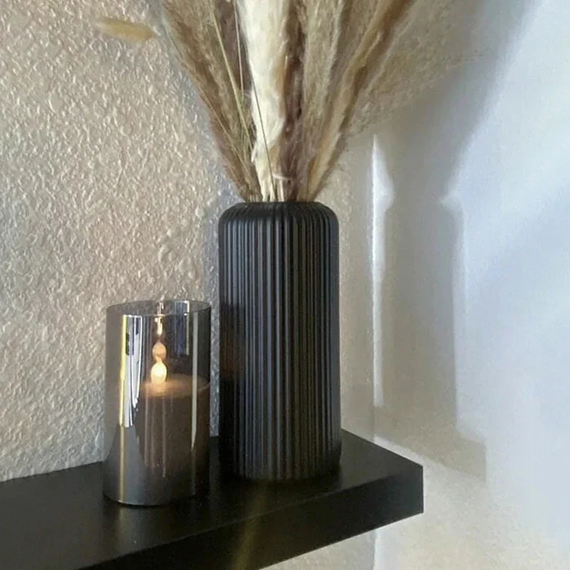 vase en plastique rayé pour arrangement floral décoratif - Image 5