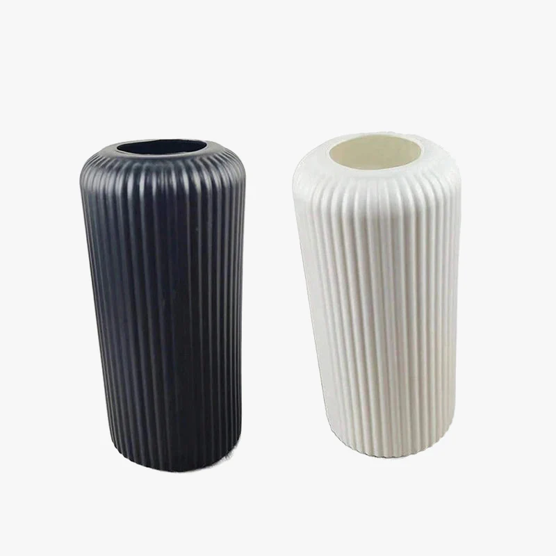 vase en plastique rayé pour arrangement floral décoratif - Image 6