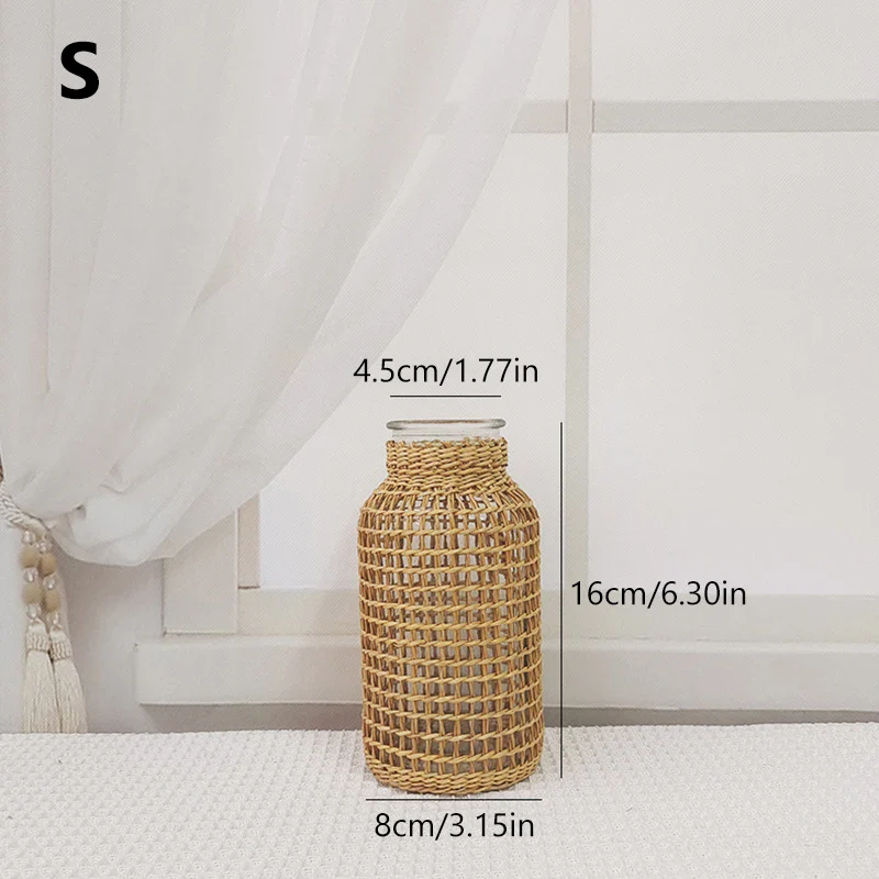 vase en rotin tissé pour fleurs séchées décoration rétro - Image 7