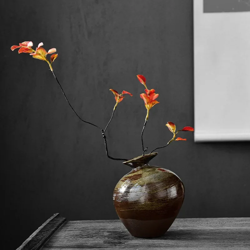 vase en terre cuite japonais imitation pierre vintage pour fleurs - Image 4