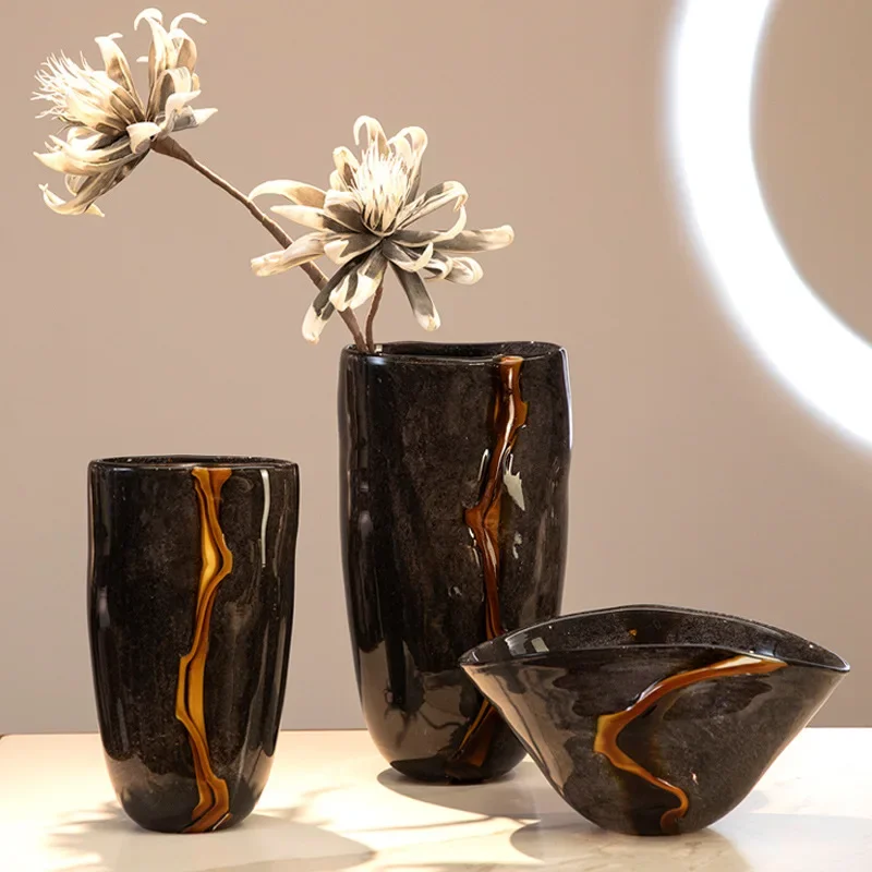 vase en verre craquelé pour arrangement floral décoratif - Image 2