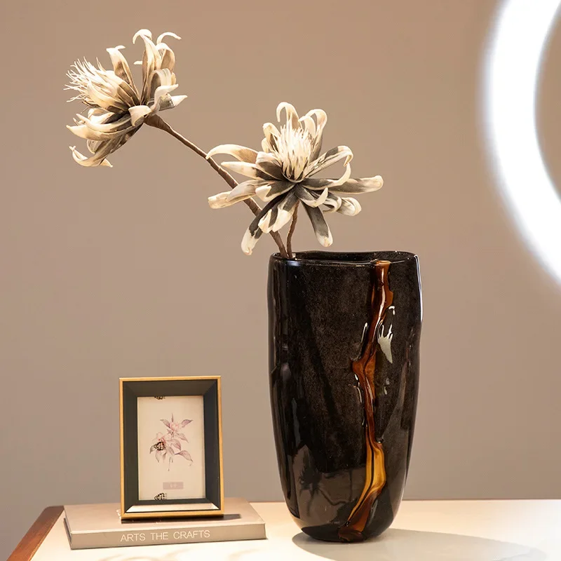 vase en verre craquelé pour arrangement floral décoratif - Image 4