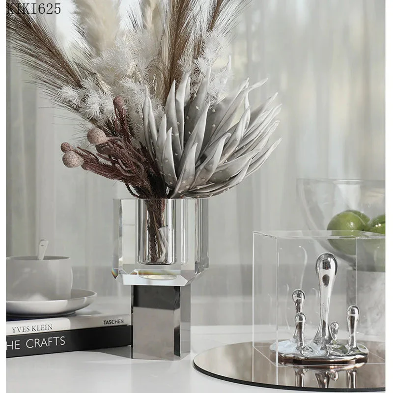 vase en verre cristal transparent pour décoration florale - Image 2