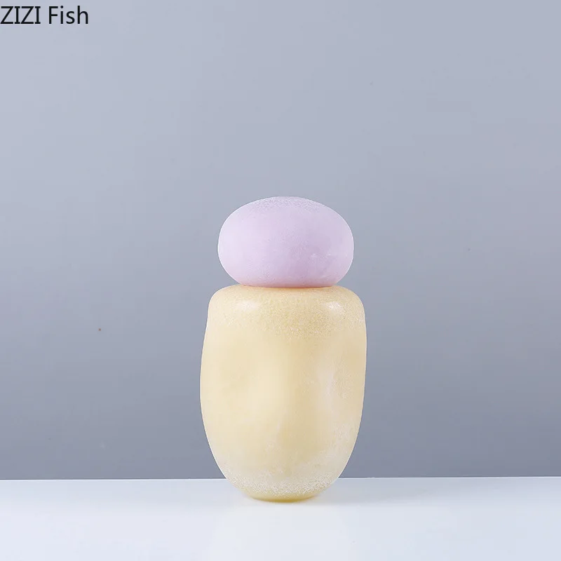 vase en verre décoratif avec couvercle pour fleurs artificielles - Image 2