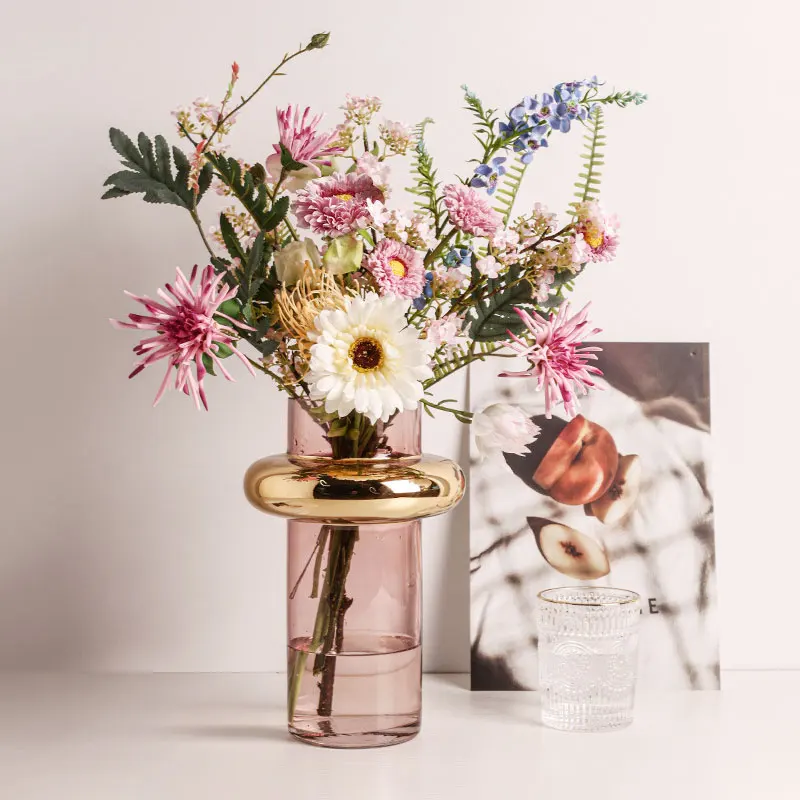 vase en verre doré nordique pour fleurs hydroponiques décoration intérieure - Image 3