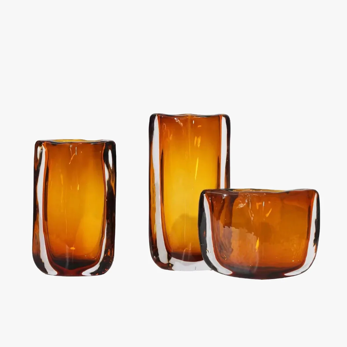 vase en verre émaillé à bouche carrée pour décor floral - Image 6