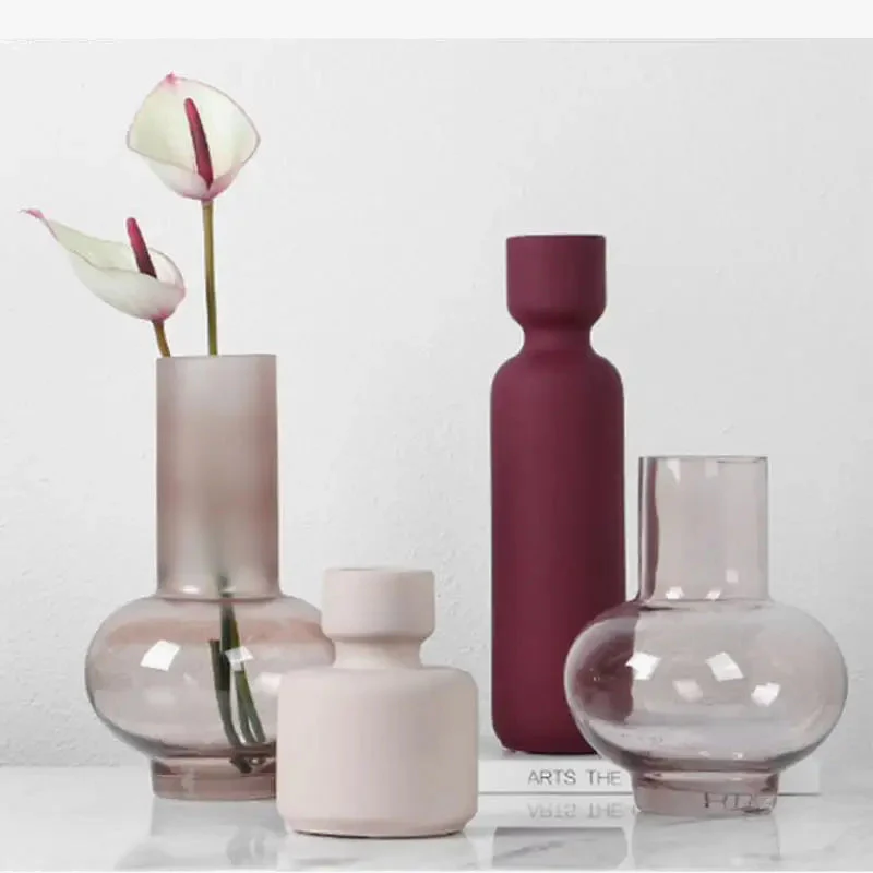 vase en verre givré pour fleurs et décoration d'intérieur