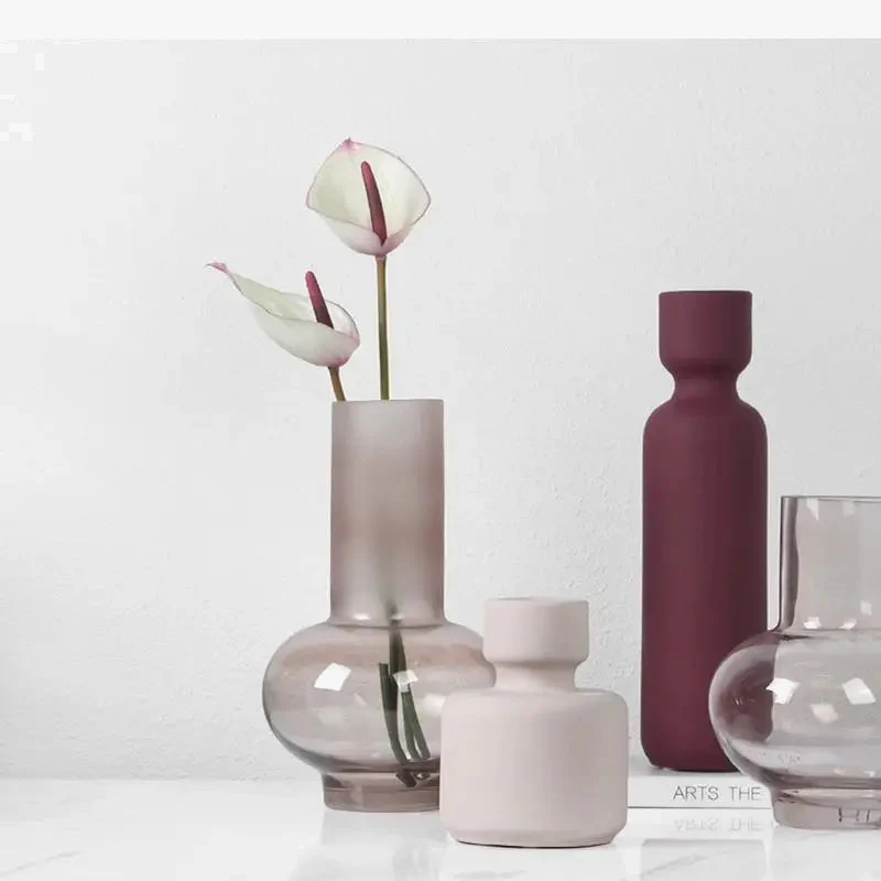 vase en verre givré pour fleurs et décoration d'intérieur - Image 3