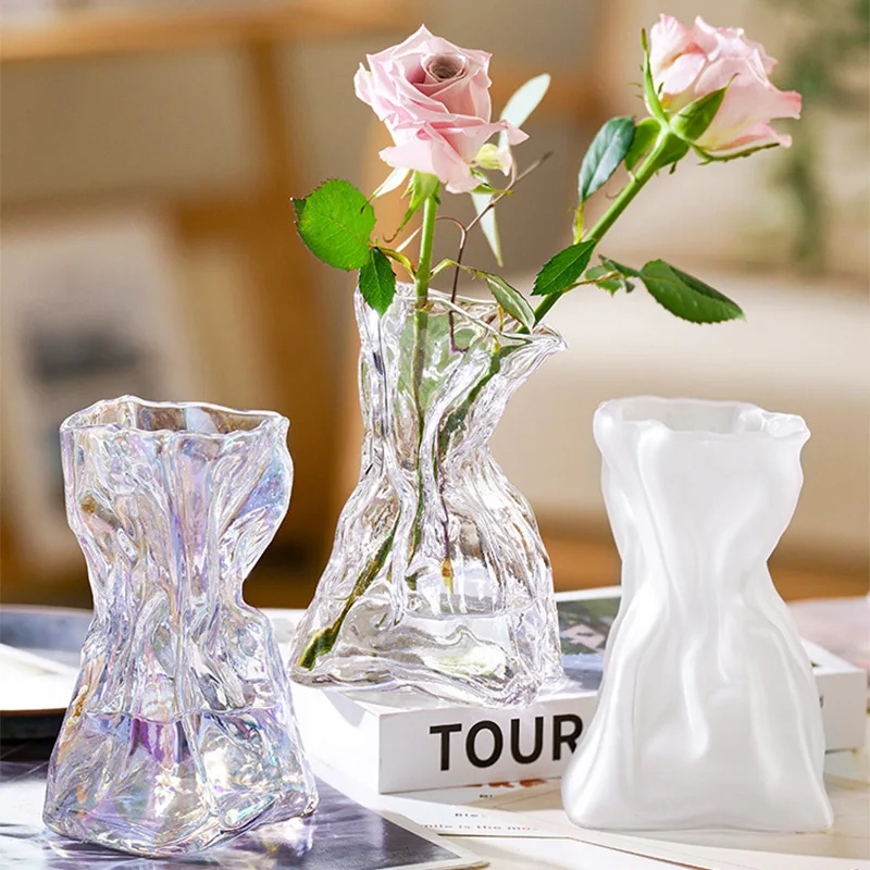 vase en verre transparent irrégulier pour décoration de table - Image 3