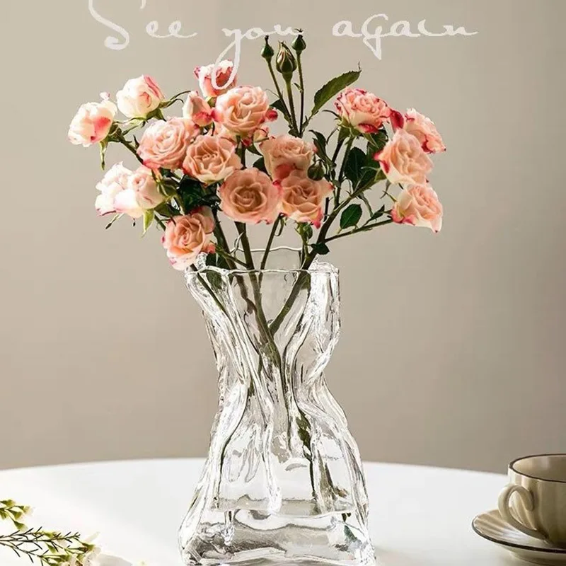 vase en verre transparent irrégulier pour décoration de table - Image 4
