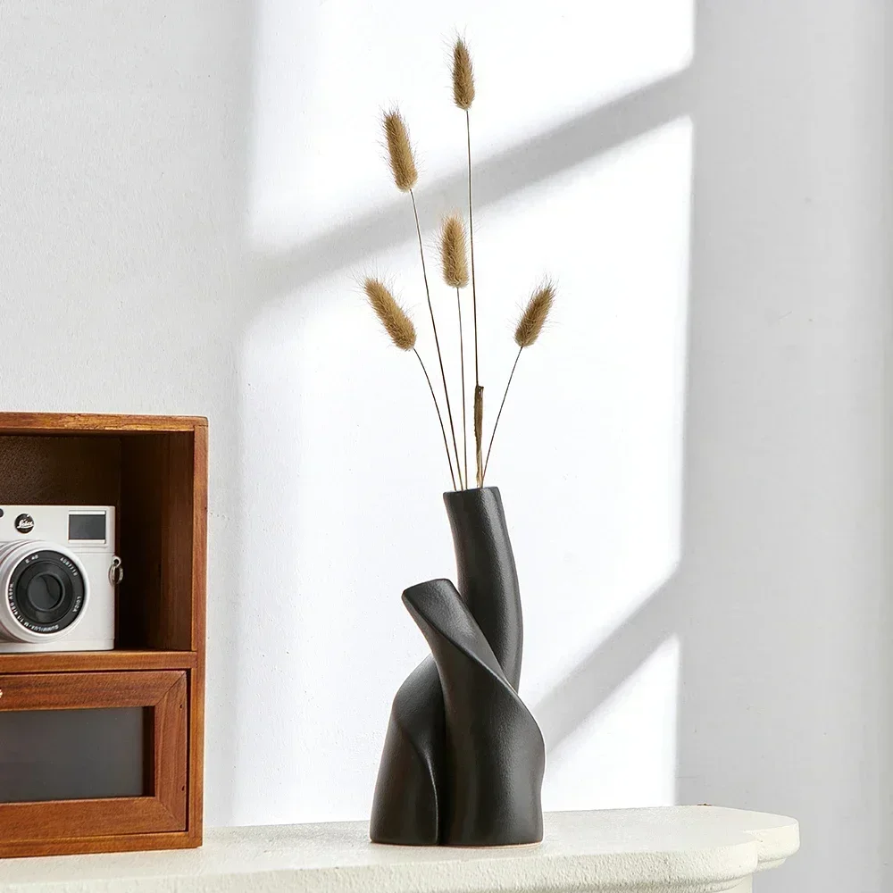vase moderne en céramique givrée fait main pour fleurs séchées - Image 2