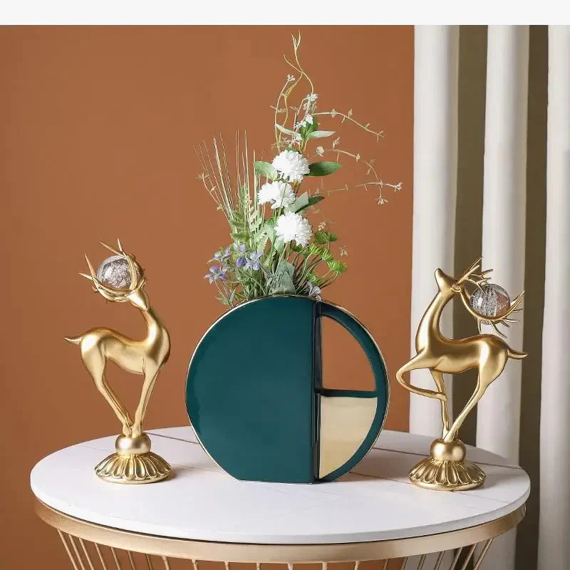 vase rond en céramique décoratif design géométrique moderne pour fleurs - Image 3