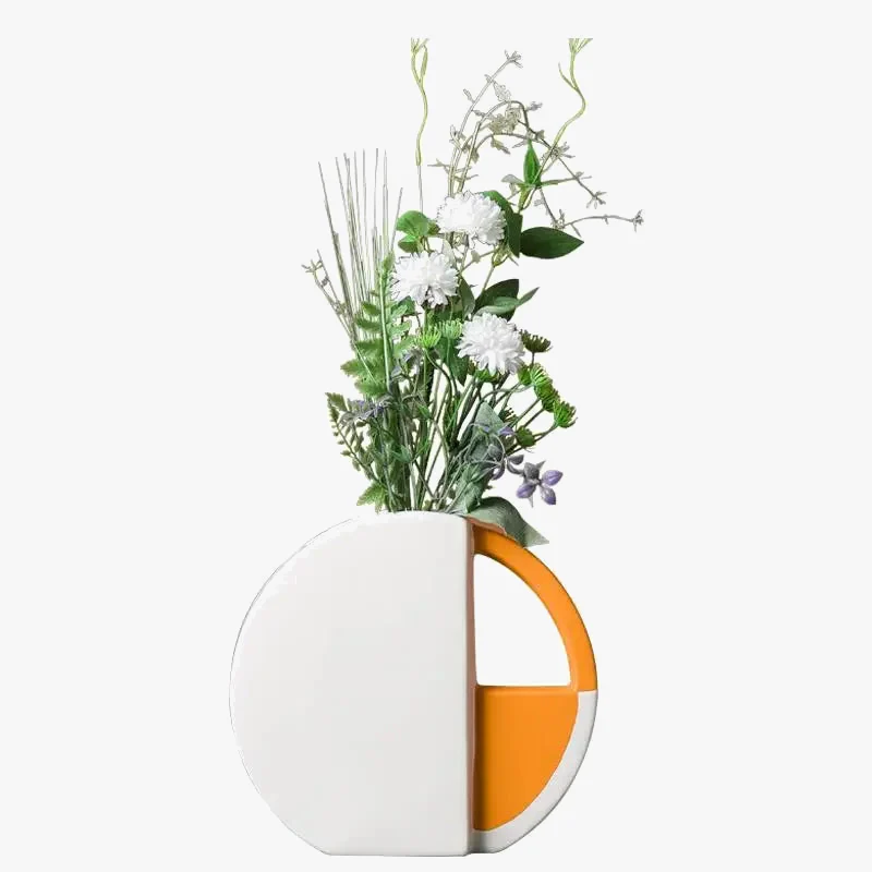 vase rond en céramique décoratif design géométrique moderne pour fleurs - Image 6