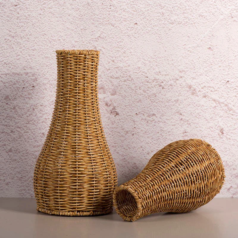 vase tissé à la main en imitation rotin pour fleurs et plantes décoratives - Image 3
