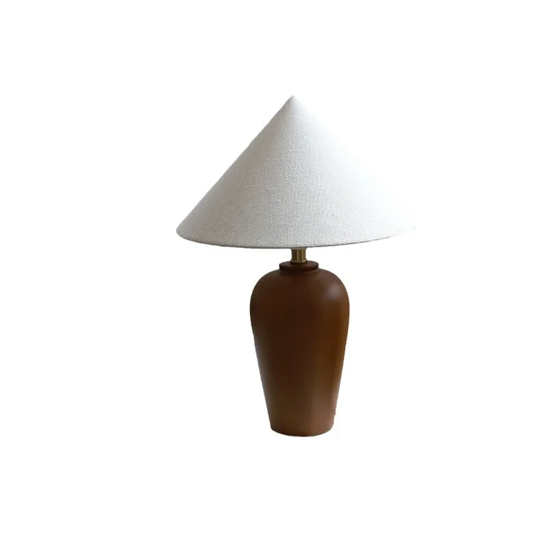 Vintage Table Lamp Desk Light with Wood Stand Fabric Shade - Image 6
