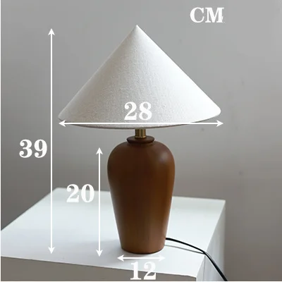 Vintage Table Lamp Desk Light with Wood Stand Fabric Shade - Image 8