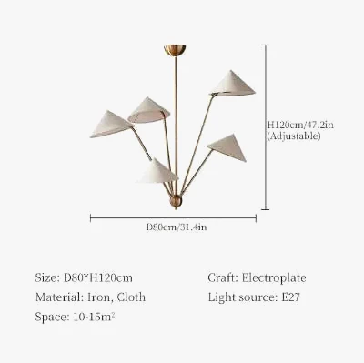 Wabi-sabi lustre japon tissu suspension lampe pour salon cuisine salle Ă manger chambre lustre design - Image 7