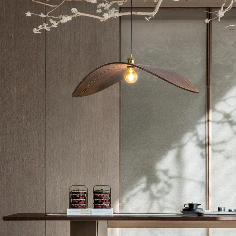 Wabi-sabi plafonnier japon bois Led plafond Lustre salon salon de thé suspension lumières décorations pour la maison cuisine Lustre - Image 2