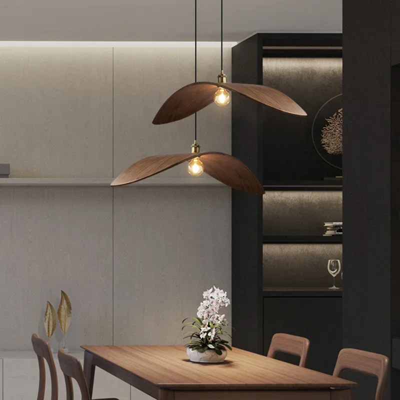 Wabi-sabi plafonnier japon bois Led plafond Lustre salon salon de thé suspension lumières décorations pour la maison cuisine Lustre - Image 4