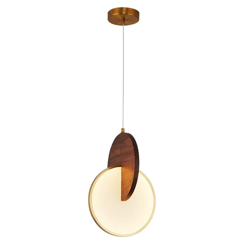 Walnut Chandelier For Bedroom Bedside Restaurant Wooden Kitchen Furniture Hanging Lamp Home Decor Factory Dropship Store - Image 2
