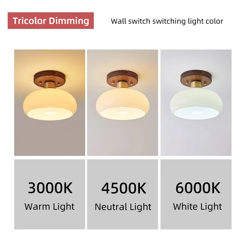 Walnut Wood Ceiling Light Fixture, Modern Wabi-Sabi Style, Grass Led Ceiling Lamp for Hallway, Entryway, Kitchen, Foyer - Image 2
