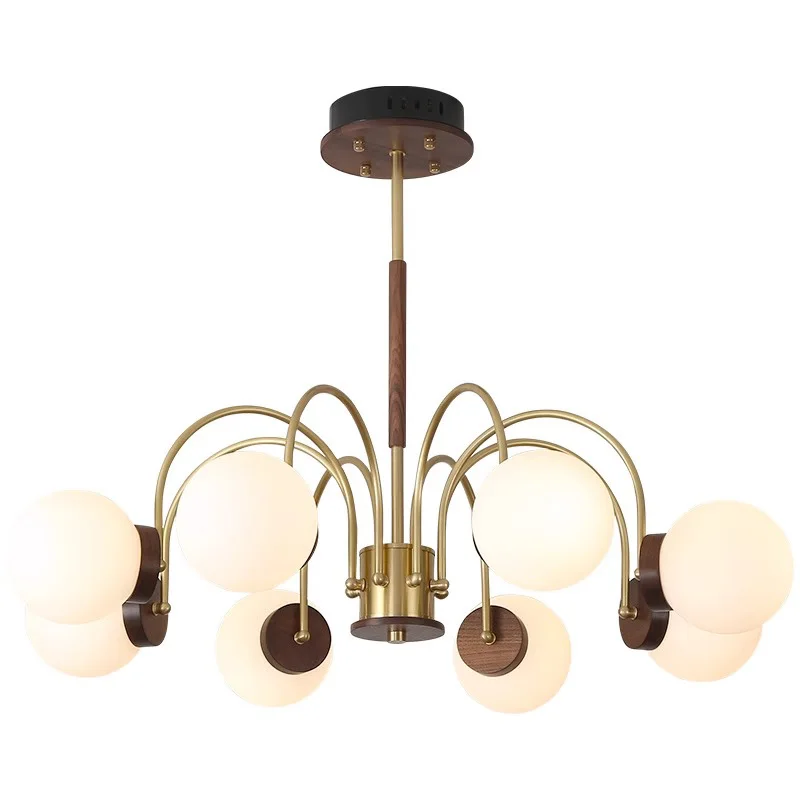 Walnut Wood chandelier lights, Wabi-sabi Modern style, Living Room lighting for Bedroom, Bedside, Living, Dining Room, Showcase - Image 6